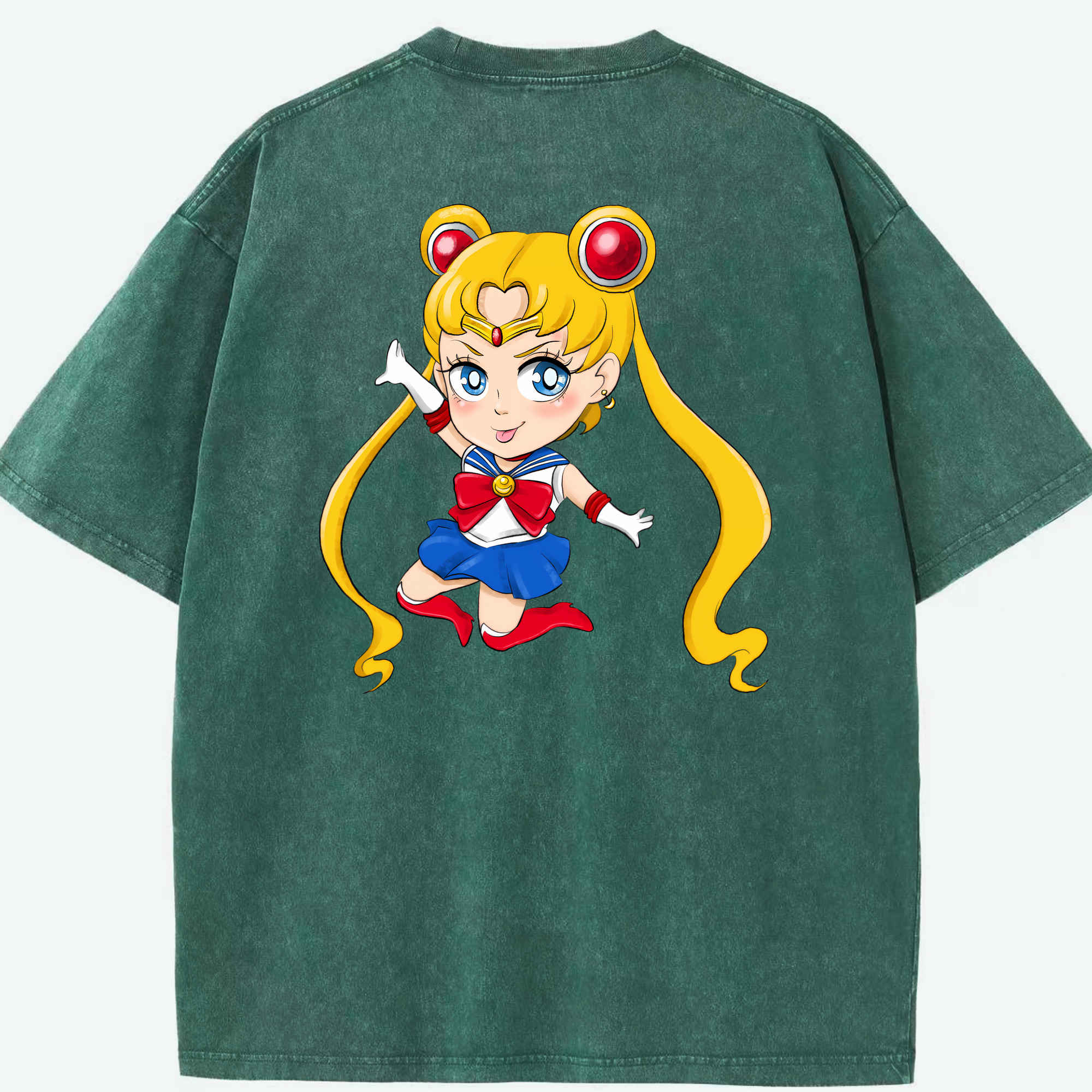 （画像用） 美少女戦士セーラームーン 月野 うさぎ つきの うさぎ Sailor Moon Tsukino Usagi 綿100% ヴィンテージ風 半袖Tシャツ（背面プリント）